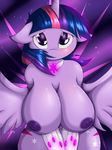  2017 absurd_res anthro anthrofied areola blush breasts cutie_mark equine female friendship_is_magic hair hi_res horn looking_at_viewer mammal multicolored_hair my_little_pony nipples solo suirano twilight_sparkle_(mlp) winged_unicorn wings 