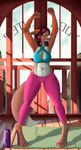  canine female fox mammal morning pinup pose thespicypaprika yoga_outfit yoga_pans 