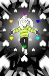  anthro asriel_dreemurr boss_monster caprine child clothing fangs floating fur goat long_ears male mammal paws solo spiderd0nuts stripes undertale video_games white_fur young 