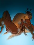  2016 3_fingers 4_arms abc_insects abdomen ambiguous_gender anatomically_correct antennae anthro arm_support arthropod athletic beetle black_eyes blue_background brown_countershading brown_skin brown_wings butt compound_eyes countershade_torso countershading digital_media_(artwork) digital_painting_(artwork) digitigrade exoskeleton flat_chested front_view gradient_background insect insect_wings lighting looking_away looking_up mandibles multi_arm multi_limb nude ox_beetle portrait pose reclining shiny simple_background sitting skelebee solo three-quarter_portrait watermark wings 