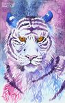  ambiguous_gender feline fuzzymaro mammal portrait solo stripes tiger traditional_media_(artwork) watercolor_(artwork) 