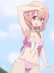  armpits bikini blush happy hinako_note long_hair pink_eyes pink_hair sakuragi_hinako twintails 