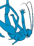  2016 3_fingers 4_arms 5_fingers abc_insects abdomen ambiguous_gender anatomically_correct antennae anthro arms_above_head arthropod athletic blue_and_white blue_eyes blue_skin compound_eyes digital_drawing_(artwork) digital_media_(artwork) exoskeleton falling flat_chested hands_behind_back insect looking_down mandibles monochrome multi_arm multi_limb nude pelecinid_wasp portrait raised_leg side_view simple_background skelebee sketch solo three-quarter_portrait wasp white_background 