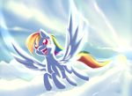  blue_feathers equine feathered_wings feathers feral friendship_is_magic hair hooves mammal multicolored_hair my_little_pony open_mouth pegasus rainbow_dash_(mlp) rainbow_hair smile solo teeth tongue wings xduskstarx 