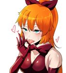  bare_shoulders blue_eyes blush bow elbow_gloves eyelashes fellatio_gesture gloves hair_bow haneoka_meimi heart kaitou_saint_tail long_hair magical_girl orange_hair pocari_sweat_(artist) ponytail raised_eyebrow saint_tail saliva sexually_suggestive solo speed_lines sweat tongue tongue_out white_background 