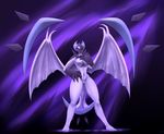  2017 abstract_background areola bat big_breasts blue_nipples breasts claws female glowing glowing_eyes hand_on_hip inverted_nipples legendary_pok&eacute;mon looking_at_viewer lunala mammal membranous_wings nintendo nipples nude pok&eacute;mon pok&eacute;morph pussy smile smirk solo standing testowepiwko ultra_lunala video_games wings 