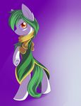  amber_eyes equine fan_character feral gradient_background green_hair hair mammal my_little_pony simple_background solo standing under_hoof xduskstarx 