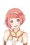 bare_shoulders blush breasts cleavage commentary hairband looking_at_viewer medium_breasts nina_dragnot open_mouth pink_eyes pink_hair quiss shingeki_no_bahamut shingeki_no_bahamut:_genesis shingeki_no_bahamut:_virgin_soul short_hair smile 