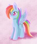  blue_feathers cutie_mark equine feathered_wings feathers female feral friendship_is_magic hair hooves mammal multicolored_hair my_little_pony pegasus purple_eyes rainbow_dash_(mlp) rainbow_hair simple_background smile solo standing white_background wings xduskstarx 