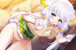  1girl blue_eyes blush breast_grab censored doggystyle flower_knight_girl gloves grabbing hetero mosaic_censoring no_pants official_art open_mouth otogi_yuugi sex solo_focus twintails vaginal white_hair yomena_(flower_knight_girl) 