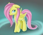  blue_eyes cutie_mark equine eyelashes feathered_wings feathers female feral fluttershy_(mlp) friendship_is_magic hair hooves mammal my_little_pony pegasus pink_hair simple_background solo standing wings xduskstarx yellow_feathers 