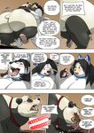  2013 bear big_breasts blush breasts butt canine claws collar comic dog duo female feral gillpanda gillpanda_(character) huge_breasts mammal nipples obese overweight panda paws slightly_chubby teeth tongue transformation 