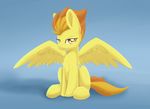  blue_background equine feathers female feral friendship_is_magic hair hooves mammal my_little_pony orange_eyes orange_hair pegasus simple_background sitting solo spitfire_(mlp) wings wonderbolts_(mlp) xduskstarx yellow_feathers 