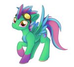  alpha_channel cutie_mark equine eyewear fan_character feathered_wings feathers female feral fur goggles gradient_eyes green_fur hooves mammal my_little_pony pegasus simple_background smile solo standing transparent_background wings xduskstarx 