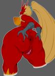  anthro anus big_butt blaziken blonde_hair blue_eyes breasts butt color_edit colored dryadex edit female hair hand_on_butt long_hair looking_at_viewer looking_back low-angle_view nintendo plump_labia pok&eacute;mon pok&eacute;mon_(species) ponytail pussy simple_background solo spread_butt spreading thick_thighs video_games wide_hips 