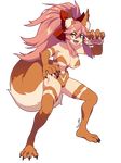 animal_ears bell bell_collar big_hair breasts claws cleavage collar commentary cosplay fate/extra fate/grand_order fate_(series) felicia felicia_(cosplay) fox_ears fox_tail full_body fur hair_ribbon large_breasts lilirulu long_hair looking_at_viewer open_mouth paws pink_hair ribbon slit_pupils solo tail tamamo_(fate)_(all) tamamo_cat_(fate) transparent_background vampire_(game) yellow_eyes 