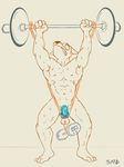  balls barbell chastity chastity_cage cock_and_ball_torture dumbbell muscular super_em_dog weights 