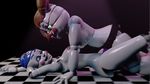  3d_(artwork) a_google_user_1902_l animatronic baby_(fnafsl) ballora_(fnafsl) black_background breasts butt clothed clothing digital_media_(artwork) dildo female female/female five_nights_at_freddy&#039;s floor green_eyes hair hi_res humanoid lying machine missionary_position nipples not_furry on_back orange_nipples penetration pink_nipples red_nose robot sex sex_toy simple_background sister_location strapon topless vaginal vaginal_penetration video_games white_body xxx 