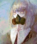  blonde_hair eyelashes fabri gas_mask habit horror_(theme) long_hair original pastels solo upper_body yellow_eyes 