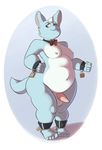  anthro balls collar dinosaur komponi male nipples overweight penis smile solo standing tapering_penis 