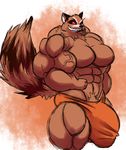  anthro bawleon clothing guardians_of_the_galaxy huge_bulge hyper hyper_muscles looking_at_viewer male mammal marvel muscular pubes raccoon rocket_raccoon smile solo underwear 