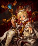  4_fingers :3 akatsuki_yuuki bangs black_fur blonde_hair blue_eyes brooch canine cape cheek_tuft claws clothing countershade_face countershading crossed_legs crown curtains detailed_background digital_media_(artwork) dipstick_tail dress feathered_wings feathers female fingerless_(marking) fleur-de-lis fox fur fur_trim gem grey_claws hair hair_between_eyes hair_bow hair_ribbon holding_object inside kemono legwear looking_at_viewer mammal mouth_closed multicolored_tail orange_fur pantyhose pillar portrait ribbons royalty scepter sharp_claws short_dress sitting sofa solo tassels three-quarter_portrait tuft white_countershading white_fur white_legwear wings 