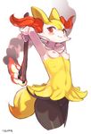  2016 absurd_res barely_visible_genitalia braixen breasts cheek_tuft colored_sketch female fire fur hi_res holding_object iizuna inner_ear_fluff looking_at_viewer neck_tuft nintendo nipples pok&eacute;mon pussy red_eyes red_fur signature simple_background solo standing subtle_pussy tuft video_games white_background white_fur yellow_fur 