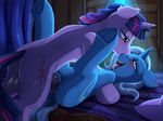  2017 anus balls blush clitoris crossgender cutie_mark dock duo equine evomanaphy eye_contact female feral friendship_is_magic hair hi_res hooves horn inside lying male male/female mammal my_little_pony on_back open_mouth penetration pussy sex smile tongue tongue_out trixie_(mlp) twilight_sparkle_(mlp) underhoof unicorn vaginal vaginal_penetration vein 