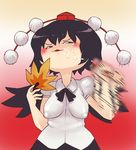  artist_request aya_shameimaru black_hair blush breasts cum cyc fan handjob large_breasts penis red_eyes shameimaru_aya touhou yukkuri 