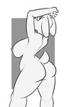  anthro big_breasts breasts female komponi lagomorph looking_back mammal nipples nude rabbit simple_background slightly_chubby solo standing 