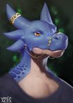  anthro blue_scales eyelashes female headshot kobold piercing scales solo wolvalix 