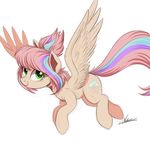  cutie_mark equine eyelashes fan_character feathered_wings feathers female feral fur green_eyes hooves mammal my_little_pony ncmares pegasus pink_feathers pink_fur simple_background smile solo white_background wings 