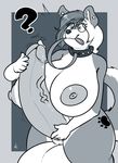  ? anthro balls big_balls big_breasts breasts canine collar dickgirl huge_balls huge_breasts hyper hyper_balls hyper_breasts hyper_penis intersex komponi leash mammal monochrome nipples penis precum smile solo standing thick_thighs 