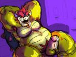  2014 anothermeekone anthro balls belly bowser cum cum_in_mouth cum_inside cum_on_face cum_on_penis cum_on_tongue cumshot ejaculation erection hair horn koopa male mammal mario_bros muscular muscular_male nintendo nude open_mouth orgasm penis purple_background red_hair scalie shell simple_background smile solo spikes tongue tongue_out video_games 