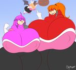  2017 absurd_res anthro bat big_breasts breasts cleavage clothed clothing echidna english_text erect_nipples female group hi_res huge_breasts hyper hyper_breasts julie-su lien-da mammal monotreme nipple_bulge nipples rouge_the_bat sonic_(series) supersonicrulaa text 
