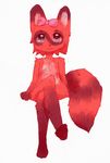  8chan anthro bow countershading eye_markings female fur gloves_(marking) hair_bow hair_ribbon kate_(8chan) mammal markings nude raccoon red_fur ribbons schwa16 simple_background sitting socks_(marking) solo striped_tail stripes young 