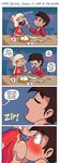  ! 4koma @_@ ^_^ baozi blush breast_sucking breasts breasts_outside cleavage comic dark_gargo dinner eating english eyes_closed feeding food grabbing_own_breast happy heart highres jackie_lynn_thomas marco_diaz no_bra open_mouth smile speech_bubble star_vs_the_forces_of_evil surprised text unzipped 