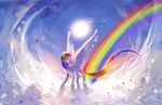  aquagalaxy blue_feathers day equine feathered_wings feathers female feral friendship_is_magic hair hooves mammal multicolored_hair my_little_pony outside pegasus rainbow_dash_(mlp) rainbow_hair smile solo standing sun wings 