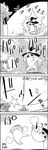  4koma aura bow comic commentary_request crescent crescent_hair_ornament greyscale hair_bow hair_ornament hat hat_bow highres kirisame_marisa long_hair lunasa_prismriver merlin_prismriver mob_cap monochrome no_humans patchouli_knowledge shaded_face smile star tani_takeshi touhou translation_request witch_hat yukkuri_shiteitte_ne 