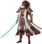  3d arm_guards armor armored_boots boots brown_eyes brown_hair electricity fire_emblem fire_emblem_if fire_emblem_musou full_body game_model gloves highres holding holding_sword holding_weapon katana long_hair looking_away male_focus mask official_art raijintou_(sword) ryouma_(fire_emblem_if) sheath solo standing sword transparent_background weapon 