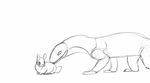  2017 animated black_and_white duo feral lagomorph lizard long_neck mammal monochrome oral_vore rabbit reptile scalie secretly-foxen simple_background size_difference sketch standing tongue vore white_background 