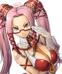  .hack .hack// .hack//g.u 1girl amania_orz blush breasts brown_eyes glasses pi pi_(.hack//) pink_hair tagme twintails 