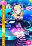  blonde_hair blush character_name cyber dress gloves headdress love_live!_school_idol_project love_live!_sunshine!! ohara_mari short_hair smile wink yellow_eyes 