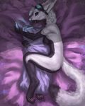  2017 anthro bed black_belly breasts dragon efudek eyewear female fur goggles nude phone pillow raytee_lee solo white_fur 
