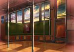  door highres original remosse512 rolled_up_newspaper scenery sky sunset train_interior window 