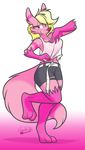  anthro canine clothed clothing crackiepipe female fur hair half-closed_eyes mammal navel solo standing toony 