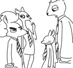  2017 al_(weaver) anthro avo_(weaver) black_and_white briefcase canine caprine charlie_(weaver) clothed clothing disney female fox group holding_object jackal male mammal monochrome necktie pack_street remmy_cormo sheep simple_background the_weaver white_background wolf wool zootopia 
