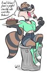  anthro cake clothed clothing crackiepipe eyes_closed female food fur hair mammal open_mouth raccoon sitting smile solo toony 