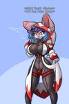  2017 anthro bat big_butt big_penis blue_hair blush breasts butt clothed clothing coloured_flesh dickgirl female final_fantasy fishnet fur glowing_flesh grey_fur hair intersex limebreaker mammal michi_tsuki nipples open_mouth penis simple_background solo square_enix text thick_thighs video_games white_mage 