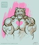  &lt;3 2016 abs anthro benji_(character) clouded_leopard ear_piercing eyes_closed feline holidays hyper mainlion male mammal markings muscular muscular_male nude pecs piercing simple_background sketch smile solo valentine&#039;s_day 